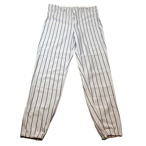 Wilson Mens Grey Black Pinstripe Baseball Pants Medium Athletic Elastic Cuffs